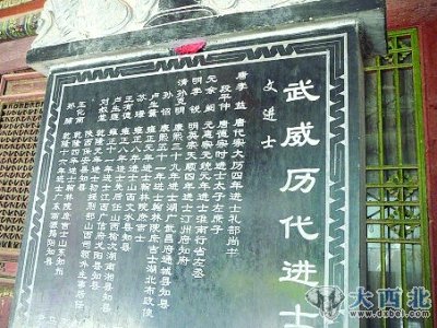 武威文廟《進(jìn)士榜》