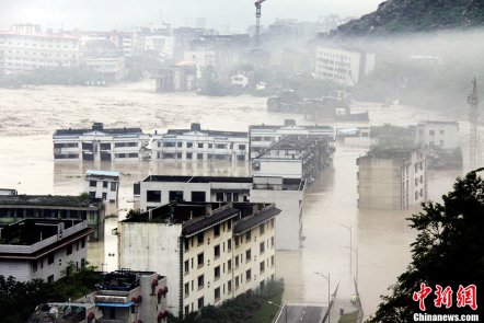 四川多地遭遇暴雨襲擊——北川老縣城被淹