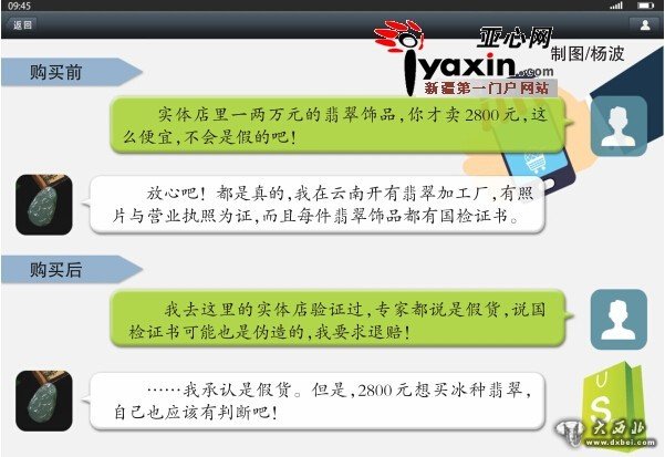     微信朋友圈買到假翡翠 店主：2800元想買翡翠，自己也該有判斷吧