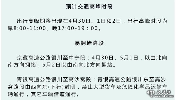 寧夏高速交警發(fā)布五一出行提示